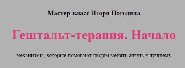 Гештальт-терапия. Начало (Игорь Погодин)