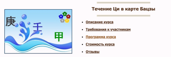 Течение Ци в карте Бацзы (Юлия Бальсина)